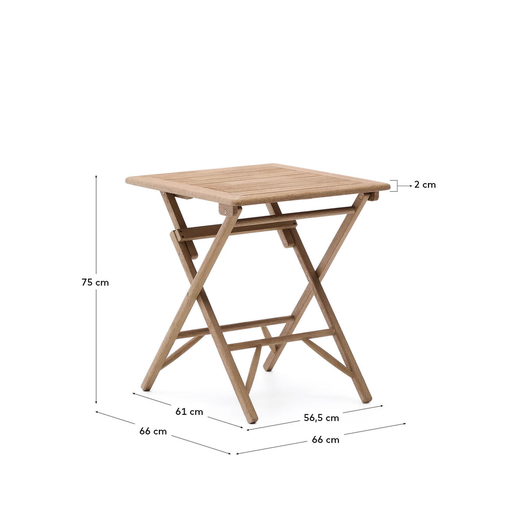 Table pliante Dandara en bois d’acacia 66 x 66 cm FSC 100 %