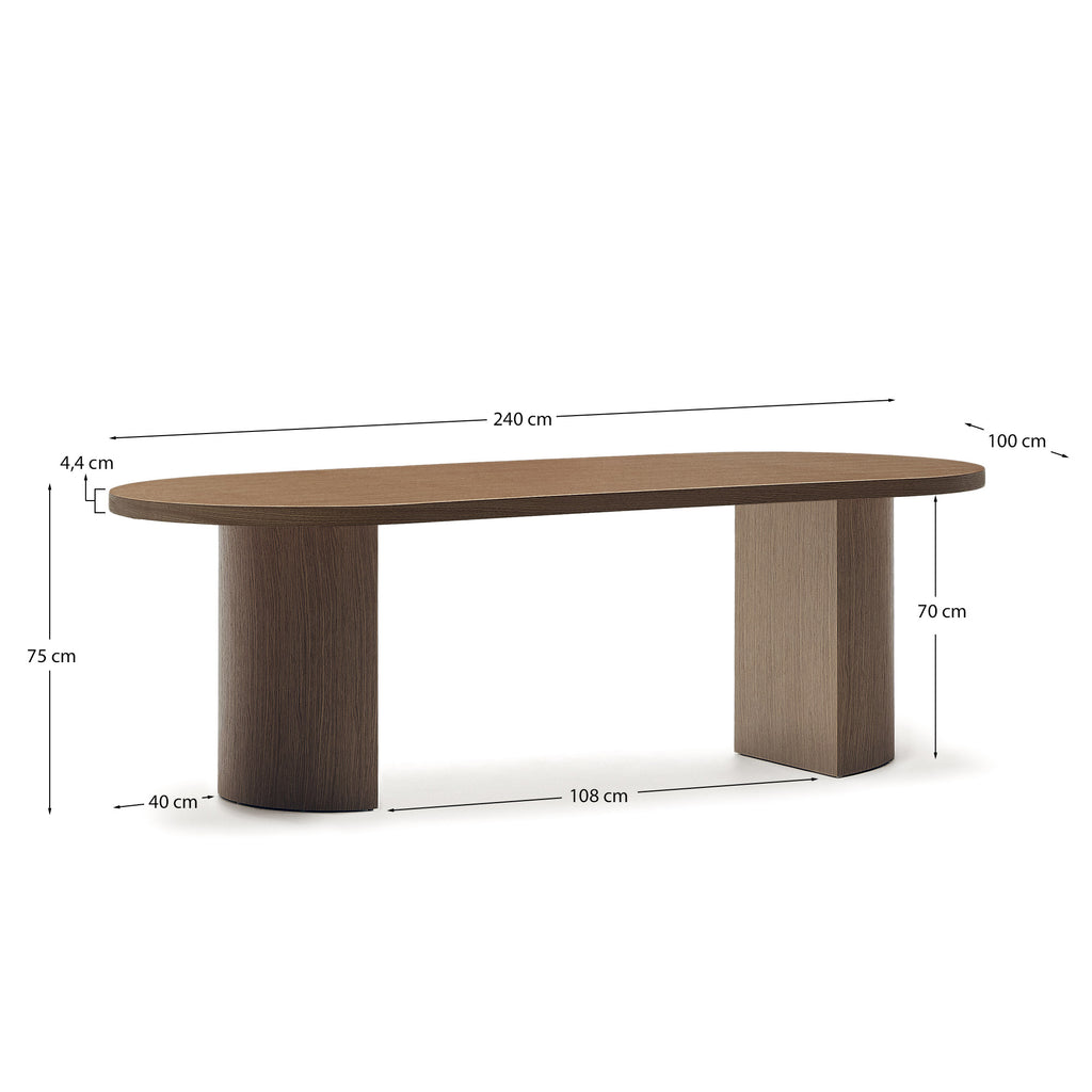 Table Nealy en placage de noyer, finition foncée 240 x 100 cm
