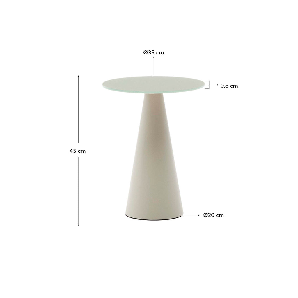 Table d'appoint Wilshire en verre trempé dépoli et acier finition gris mat Ø35 cm