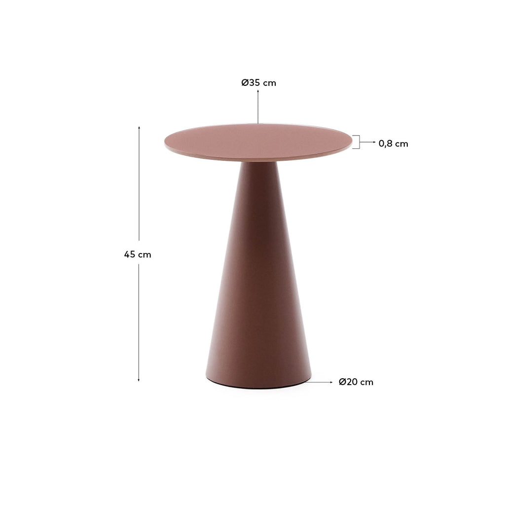 Table d'appoint Wilshire en verre trempé dépoli et acier finition terracotta mat Ø35 cm