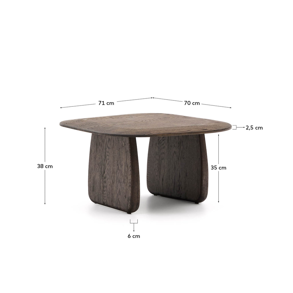 Table auxiliaire Pirita en bois de chêne finition foncée 71 x 70 cm FSC 100 %