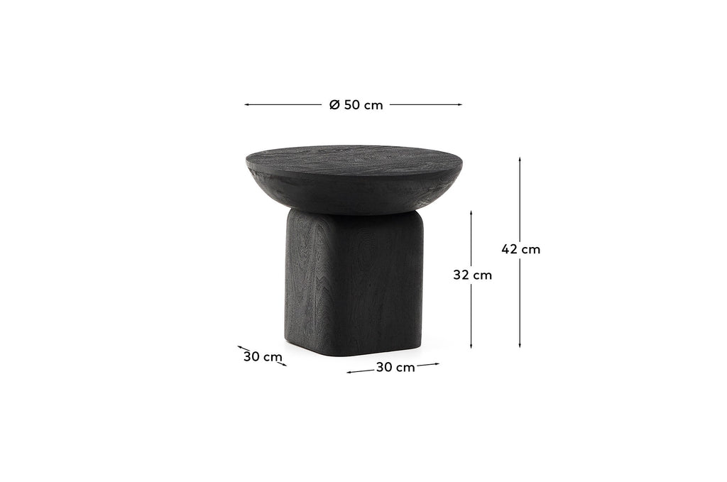Table auxiliaire Ovak en bois d’acacia finition noire FSC 100 % Ø 50 cm