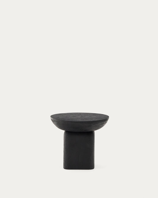 Table auxiliaire Ovak en bois d’acacia finition noire FSC 100 % Ø 50 cm