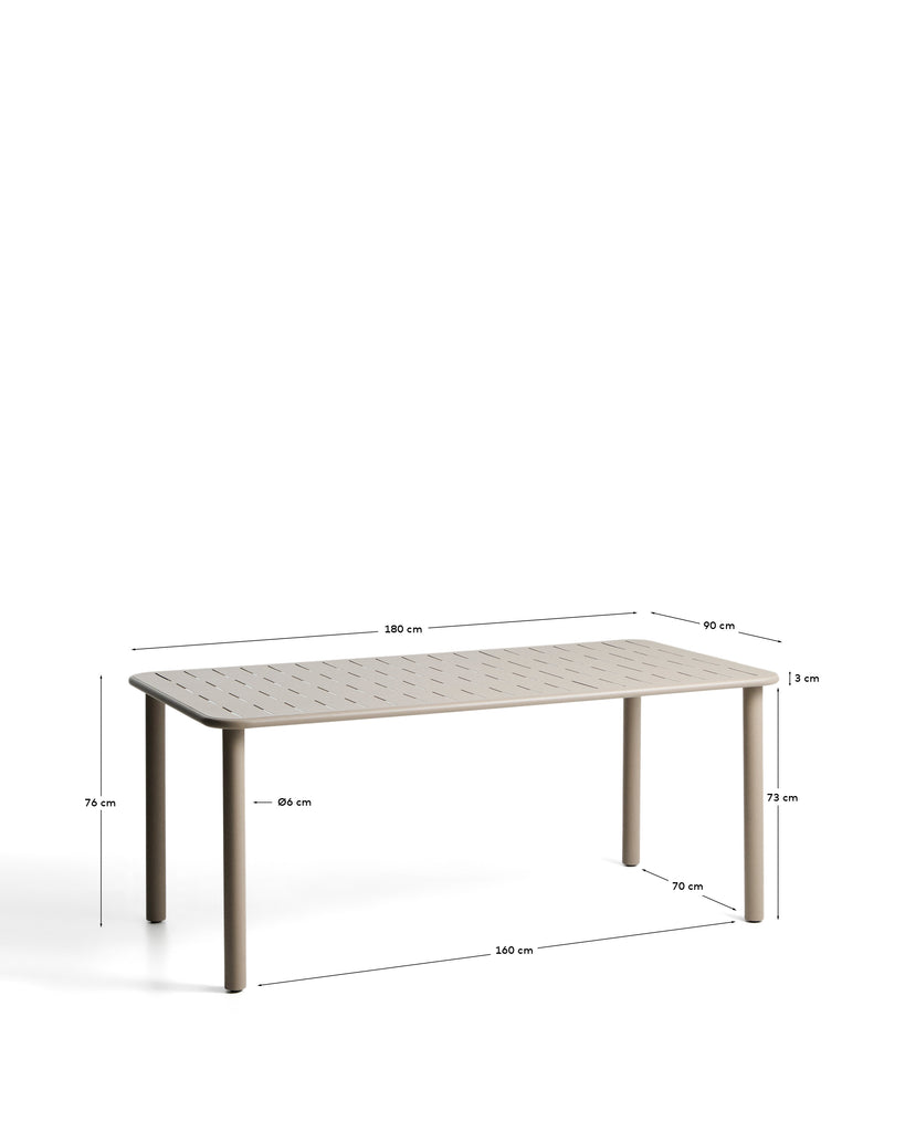 Table d’extérieur Brai en acier galvanisé taupe 180 x 90 cm