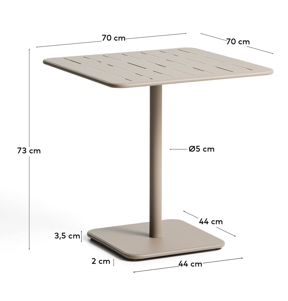 Table d’extérieur Brai en acier galvanisé taupe 70 x 70 cm