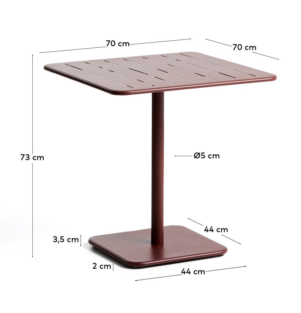 Table d’extérieur Brai en acier galvanisé grenat 70 x 70 cm