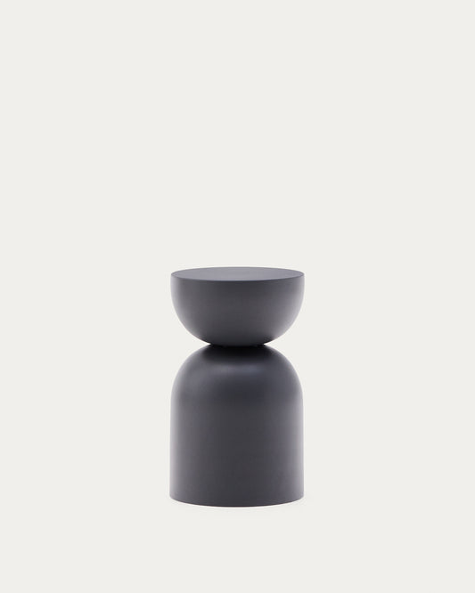 Table d’appoint Rachell en métal avec finition peinte grise Ø30 cm