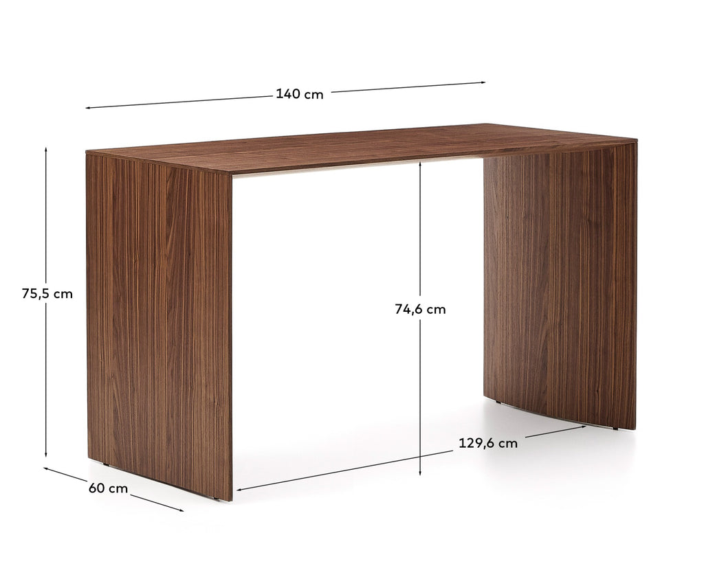 Table de travail Litto en placage de noyer FSC Mix Credit 140 x 60 cm