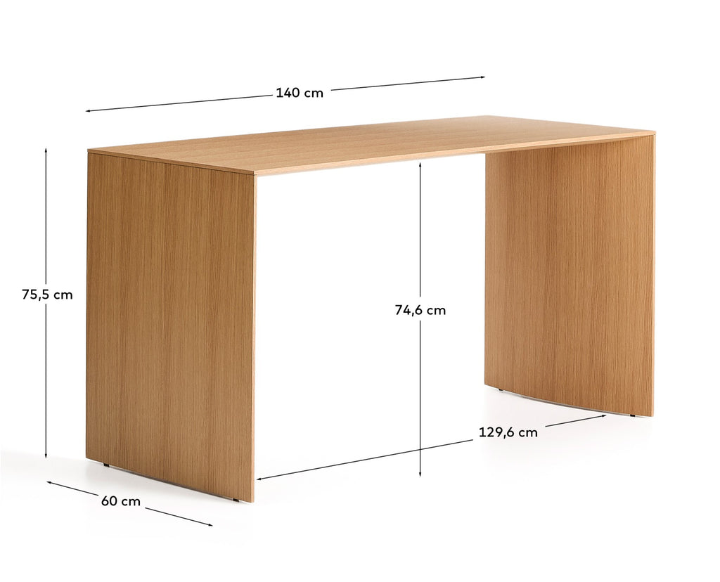 Table de travail Litto en placage de chêne FSC Mix Credit 140 x 60 cm
