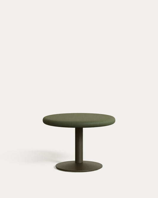 Table ronde d'extérieur Esilda avec plateau en béton vert Ø 70 cm et pied en acier vert Ø 42 x 45 cm