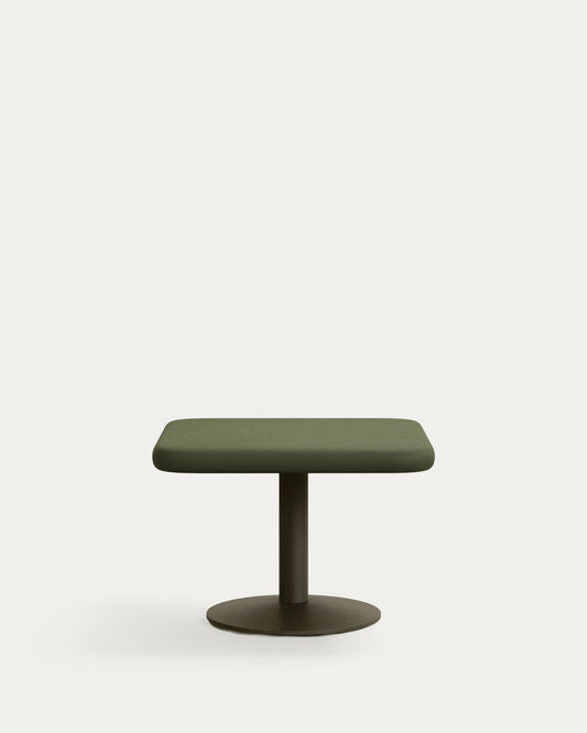 Table d'extérieur Elsida avec plateau en béton vert 70 x 70 cm et pied en acier noir Ø 42 x 45 cm