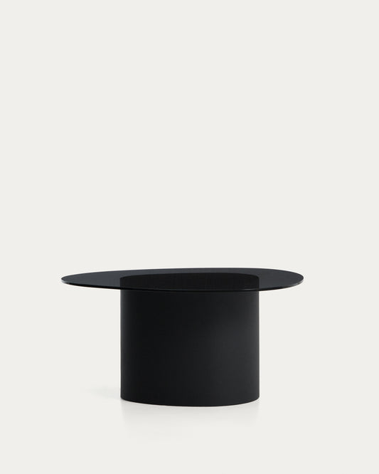 Table basse Olir en verre trempé et acier noir 82 x 74 cm