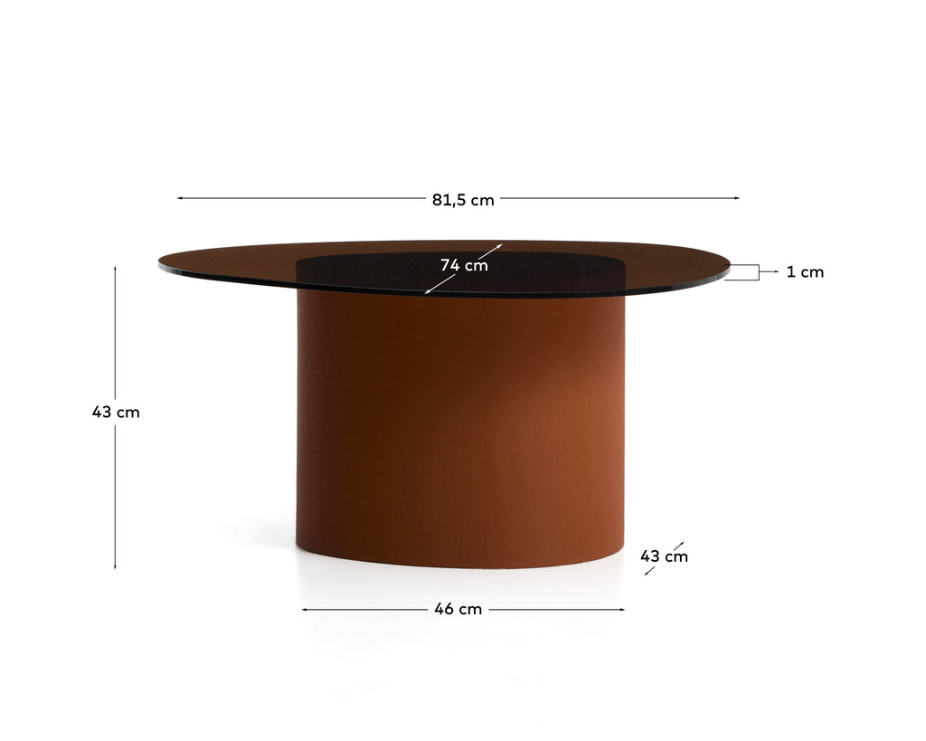 Table basse Olir en verre trempé et acier marron 82 x 74 cm