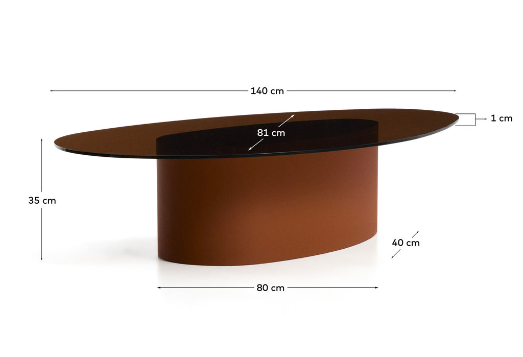 Table basse Olir en verre trempé et acier marron 140 x 80 cm