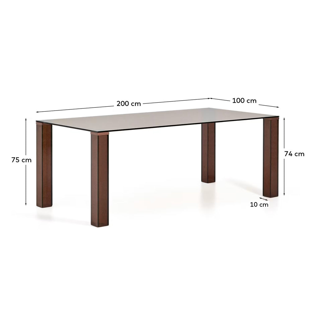 Table Adularia en verre trempé marron 200 x 100 cm