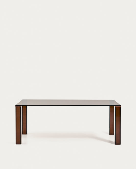 Table Adularia en verre trempé marron 200 x 100 cm