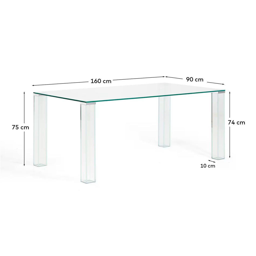 Table Adularia en verre trempé transparent 160 x 90 cm