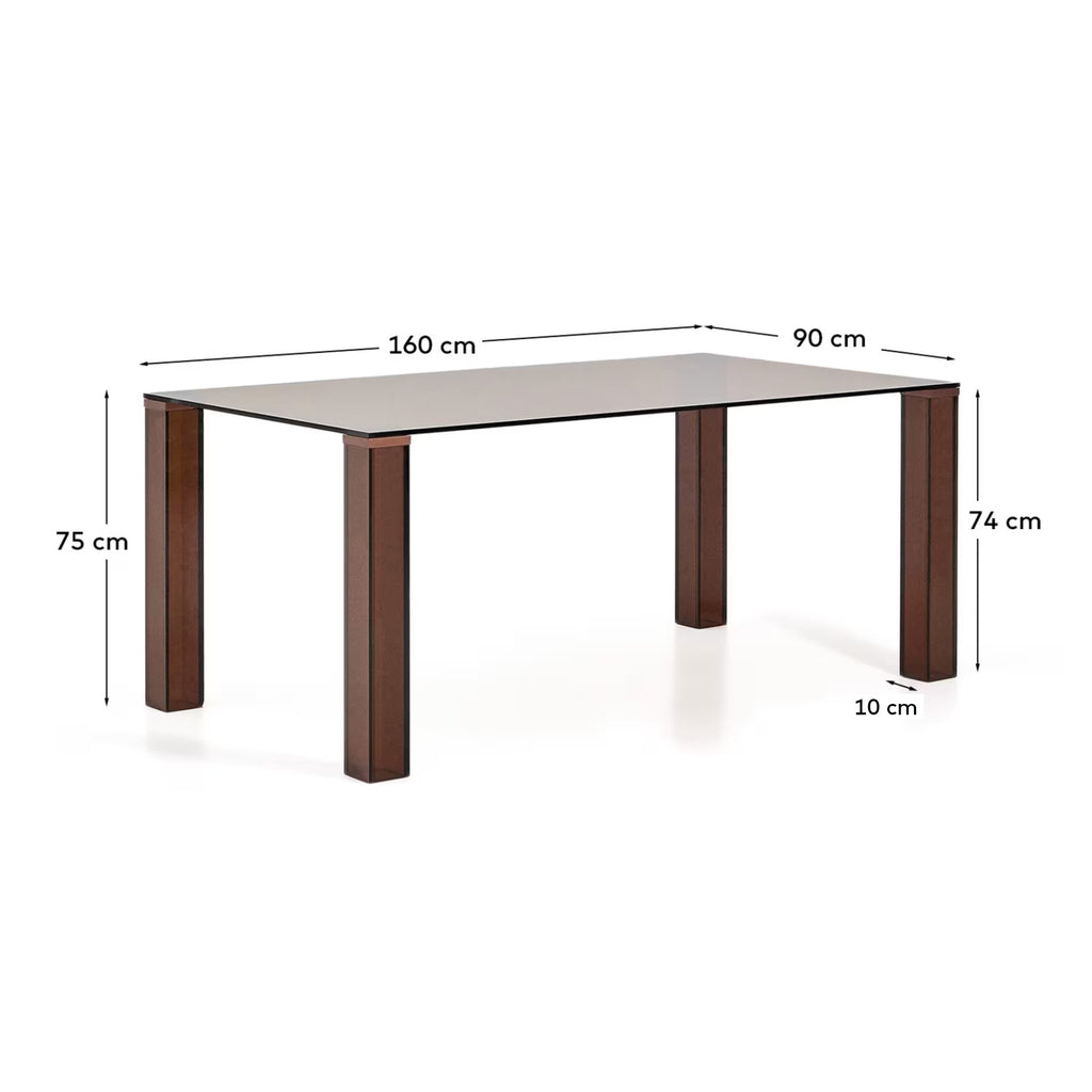 Table Adularia en verre trempé marron 160 x 90 cm