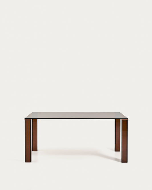 Table Adularia en verre trempé marron 160 x 90 cm