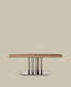 Table Melvar en placage de noyer et pieds avec base en acier inoxydable brossé 220 x 110 cm