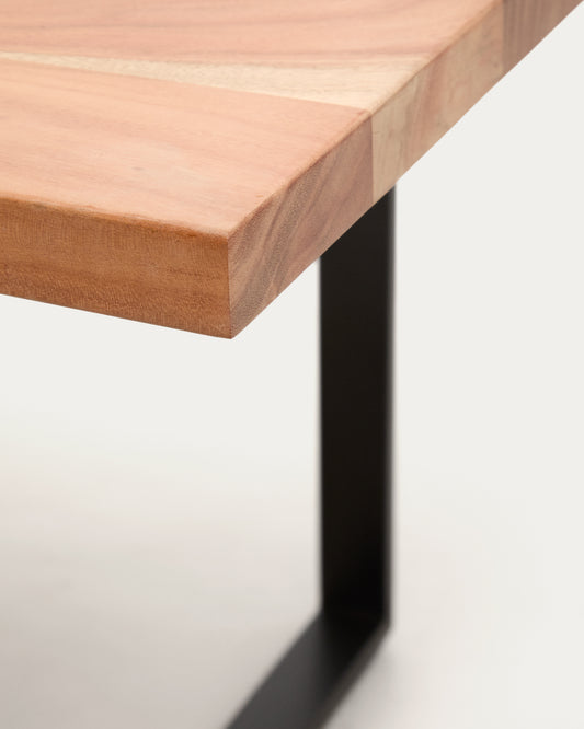 Table Uxue en bois d’acacia et pieds en acier noir 160 x 90 cm
