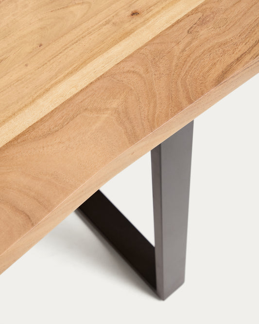 Table Uxue en bois d’acacia et pieds en acier noir 200 x 90 cm