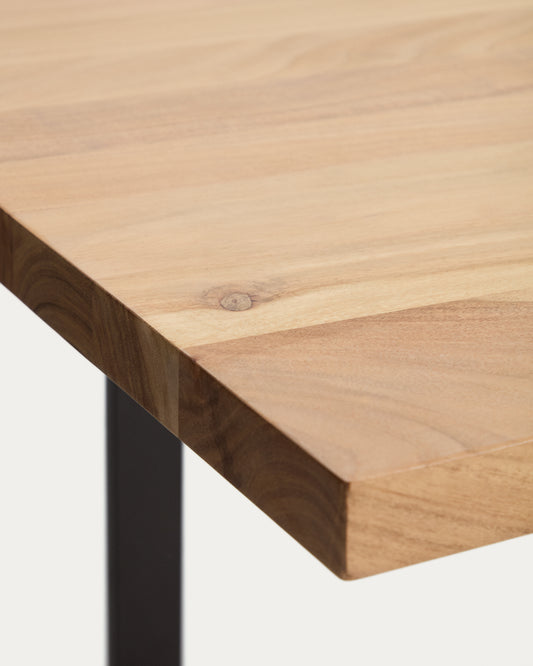 Table Uxue en bois d’acacia et pieds en acier noir 200 x 90 cm
