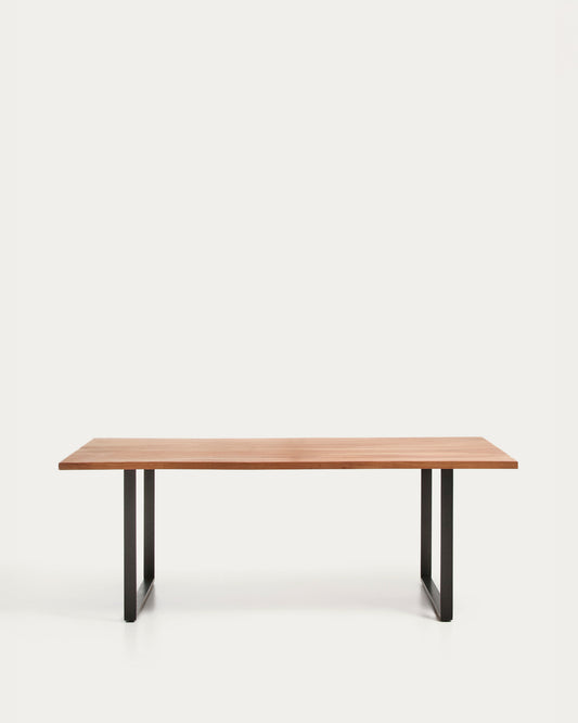 Table Uxue en bois d’acacia et pieds en acier noir 200 x 90 cm