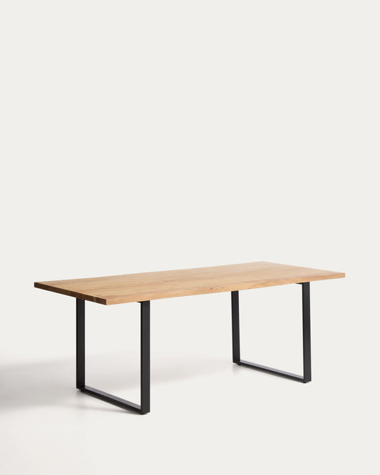 Table Uxue en bois d’acacia et pieds en acier noir 200 x 90 cm