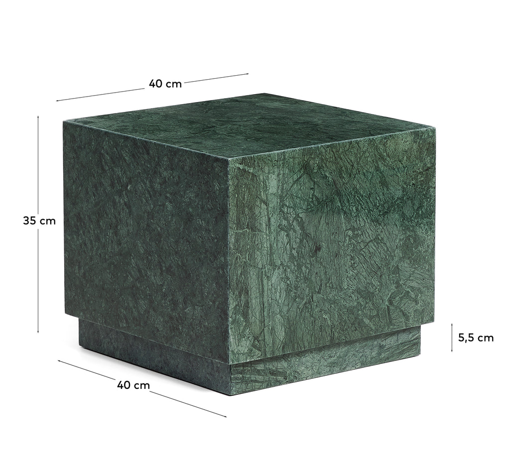 Table auxiliaire Sorein en marbre vert 40 x 40 cm