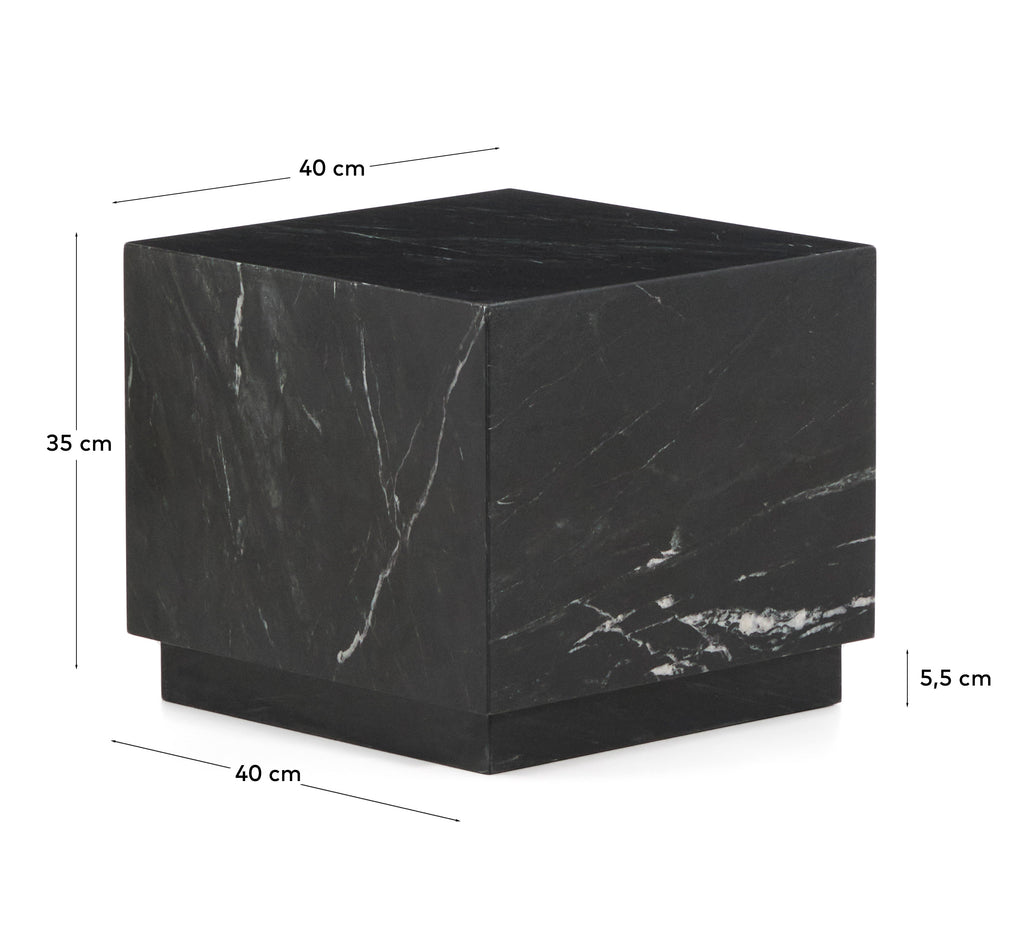 Table auxiliaire Sorein en marbre noir 40 x 40 cm