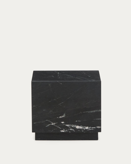 Table auxiliaire Sorein en marbre noir 40 x 40 cm
