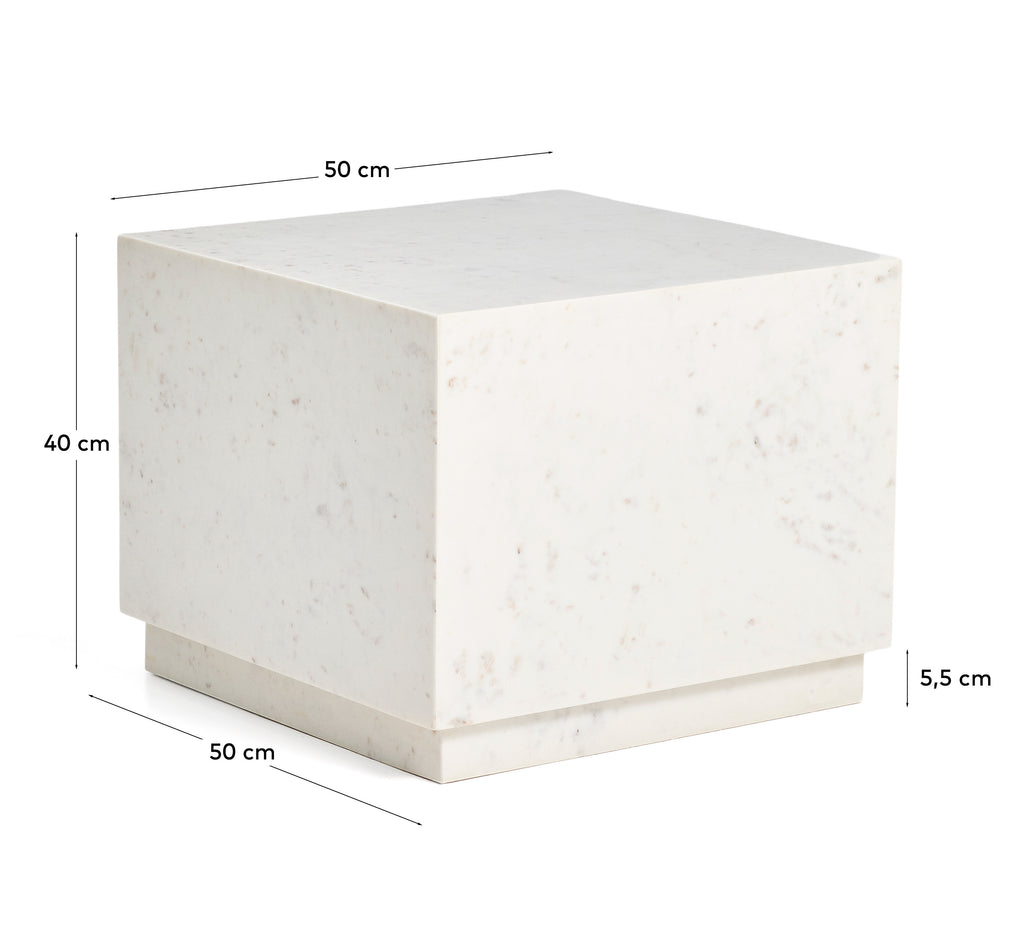 Table auxiliaire Sorein en marbre blanc 50 x 50 cm