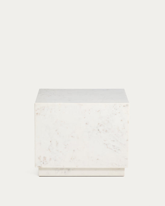 Table auxiliaire Sorein en marbre blanc 50 x 50 cm