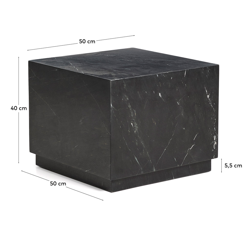 Table auxiliaire Sorein en marbre noir 50 x 50 cm
