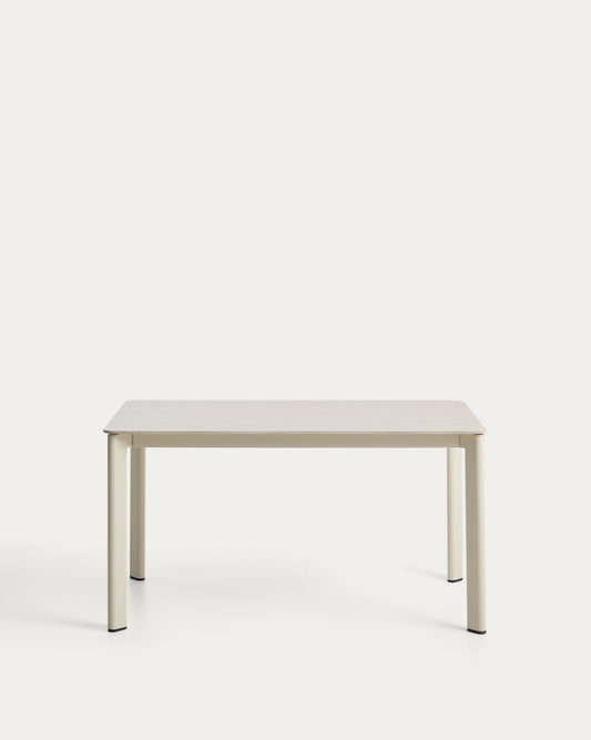 Table Anafi en pierre frittée et aluminium écru 140 x 80 cm