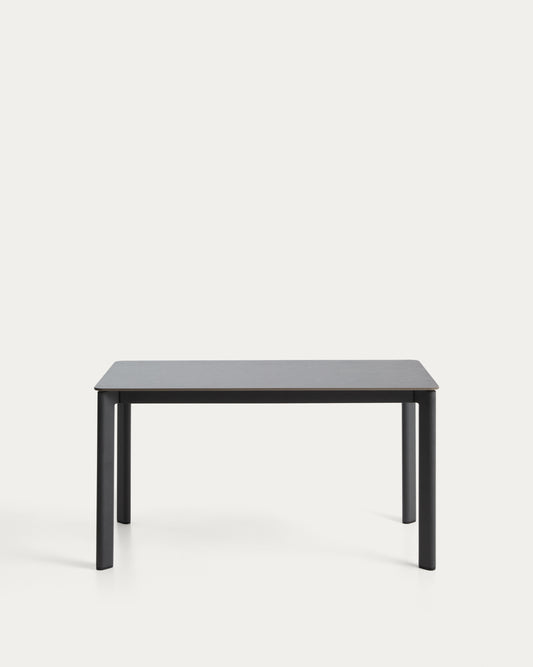 Table Anafi en pierre frittée et aluminium graphite 140 x 80 cm