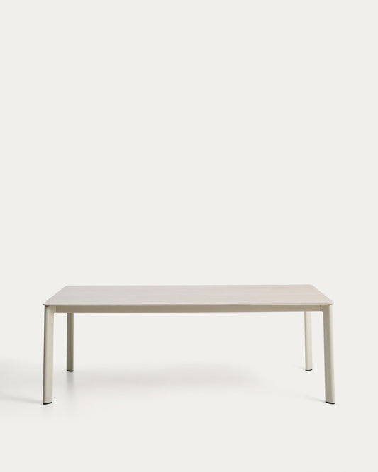Table Anafi en pierre frittée et aluminium écru 220 x 100 cm