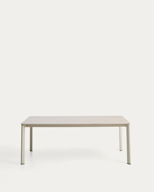 Table Anafi en pierre frittée et aluminium écru 180 x 90 cm