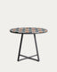 Table ronde Tella en acier galvanisé graphite et carreaux multicolores Ø120 cm