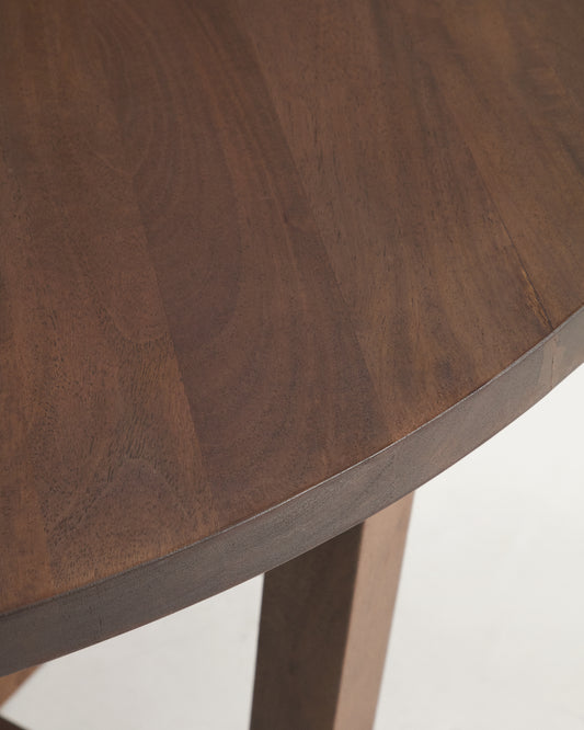 Table ronde Nahla en bois de manguier avec finition ton noyer Ø 90 cm FSC 100 %