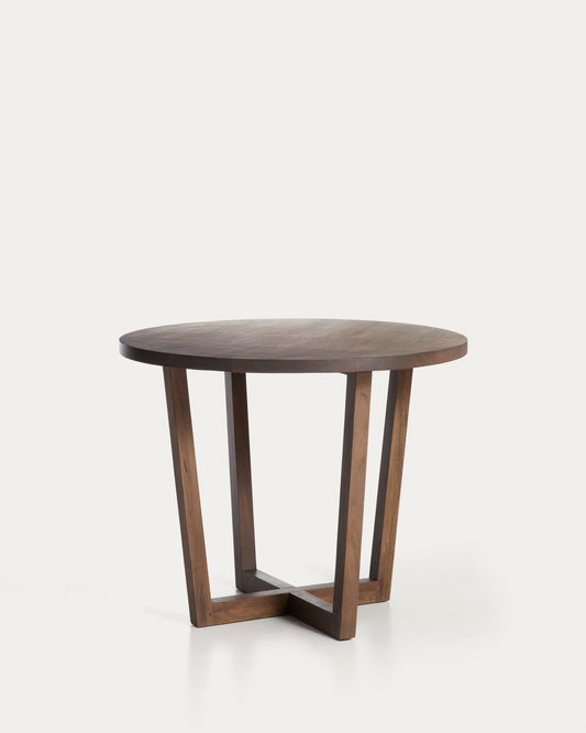 Table ronde Nahla en bois de manguier avec finition ton noyer Ø 90 cm FSC 100 %