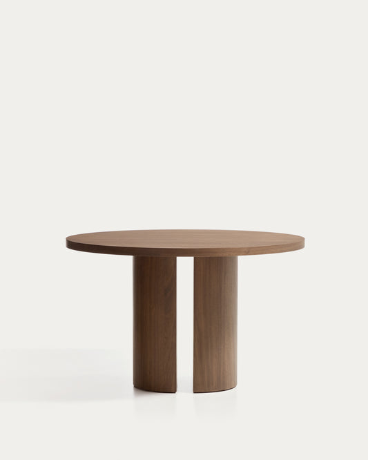 Table ronde Nealy en placage de noyer, finition foncée Ø 120 cm