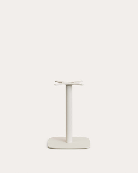Pied de table de bar Dina à la base carrée en métal avec finition peinte blanc.