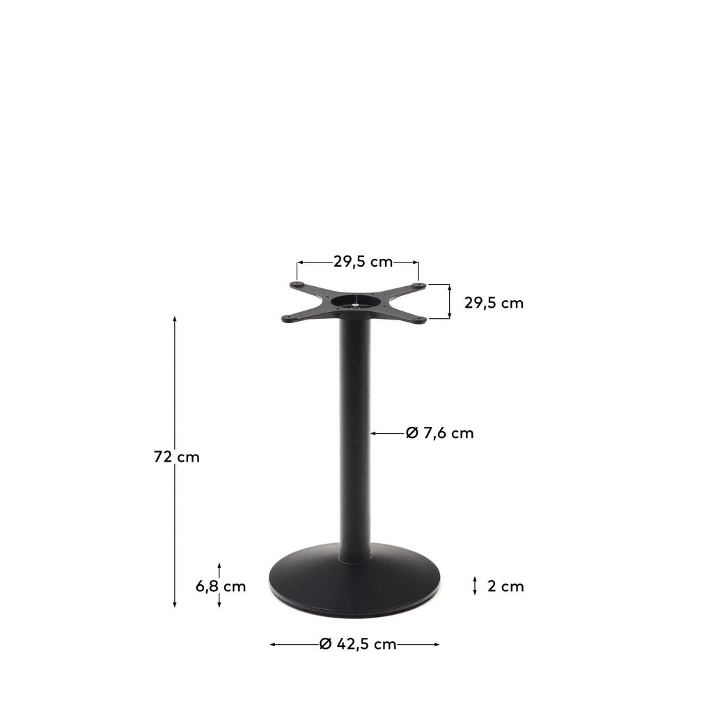 Pied de table de bar Esilda à base ronde petite en métal avec finition peinte noir