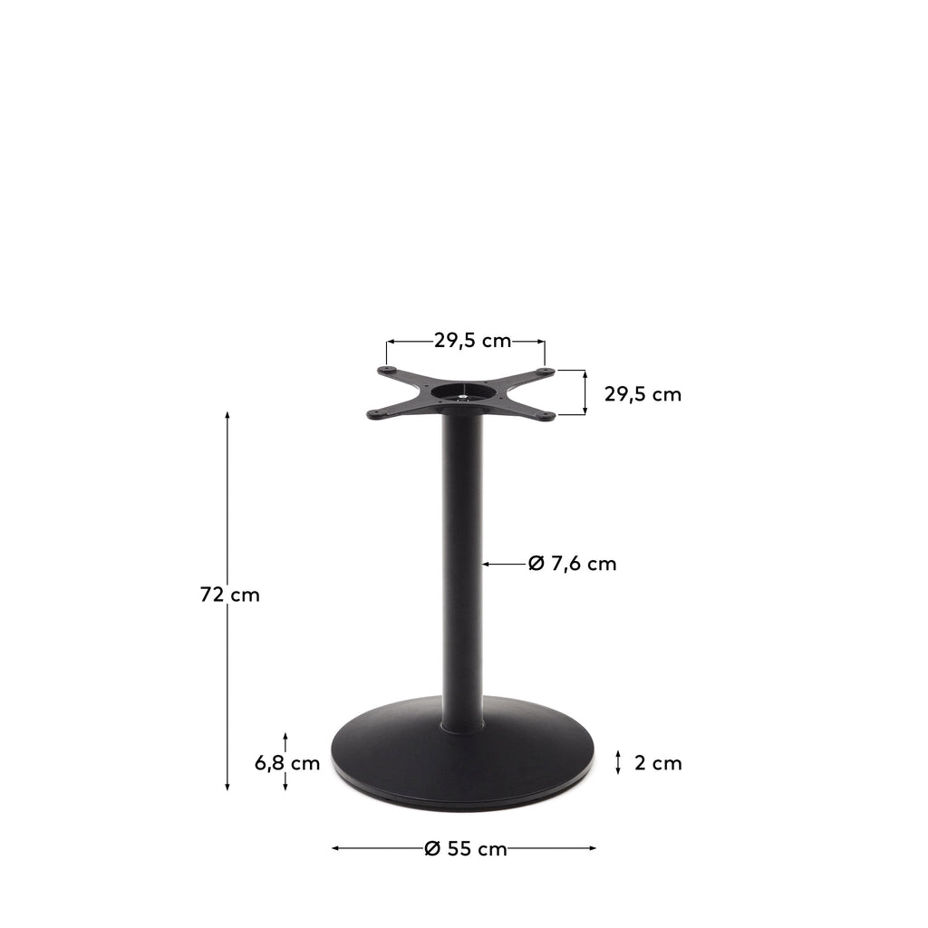 Pied de table de bar Esilda à base ronde grande en métal avec finition peinte noir