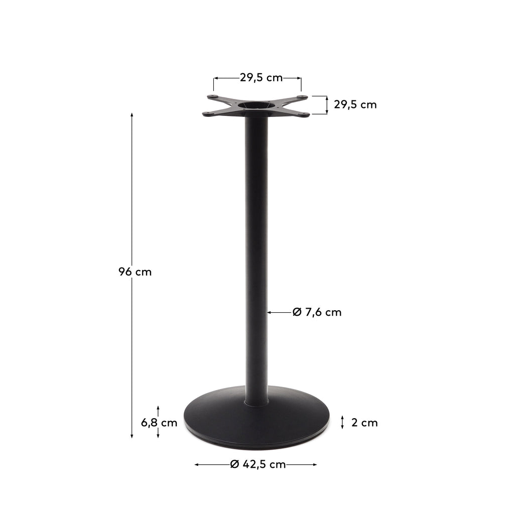 Pied de table haute de bar Esilda à base ronde en métal avec finition peinte en noir