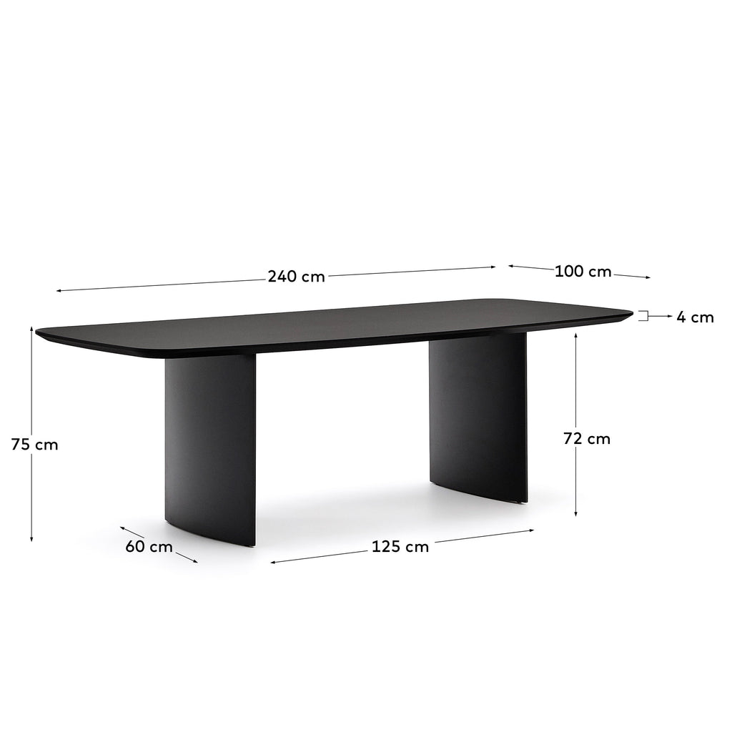 Table Litto en DM laqué noire 240 x 100 cm