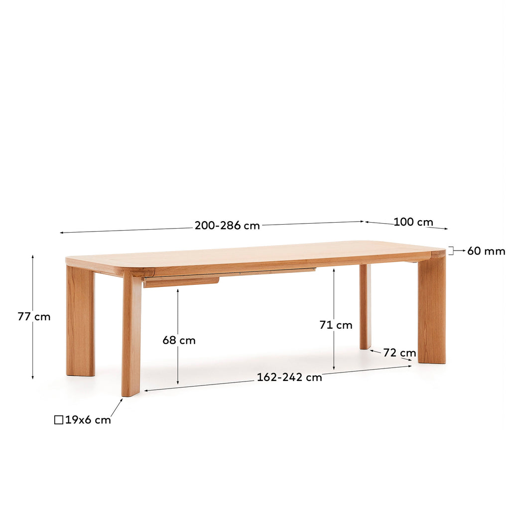 Table extensible Jondal en bois et placage de chêne FSC 100 % 200 (286) x 100 cm