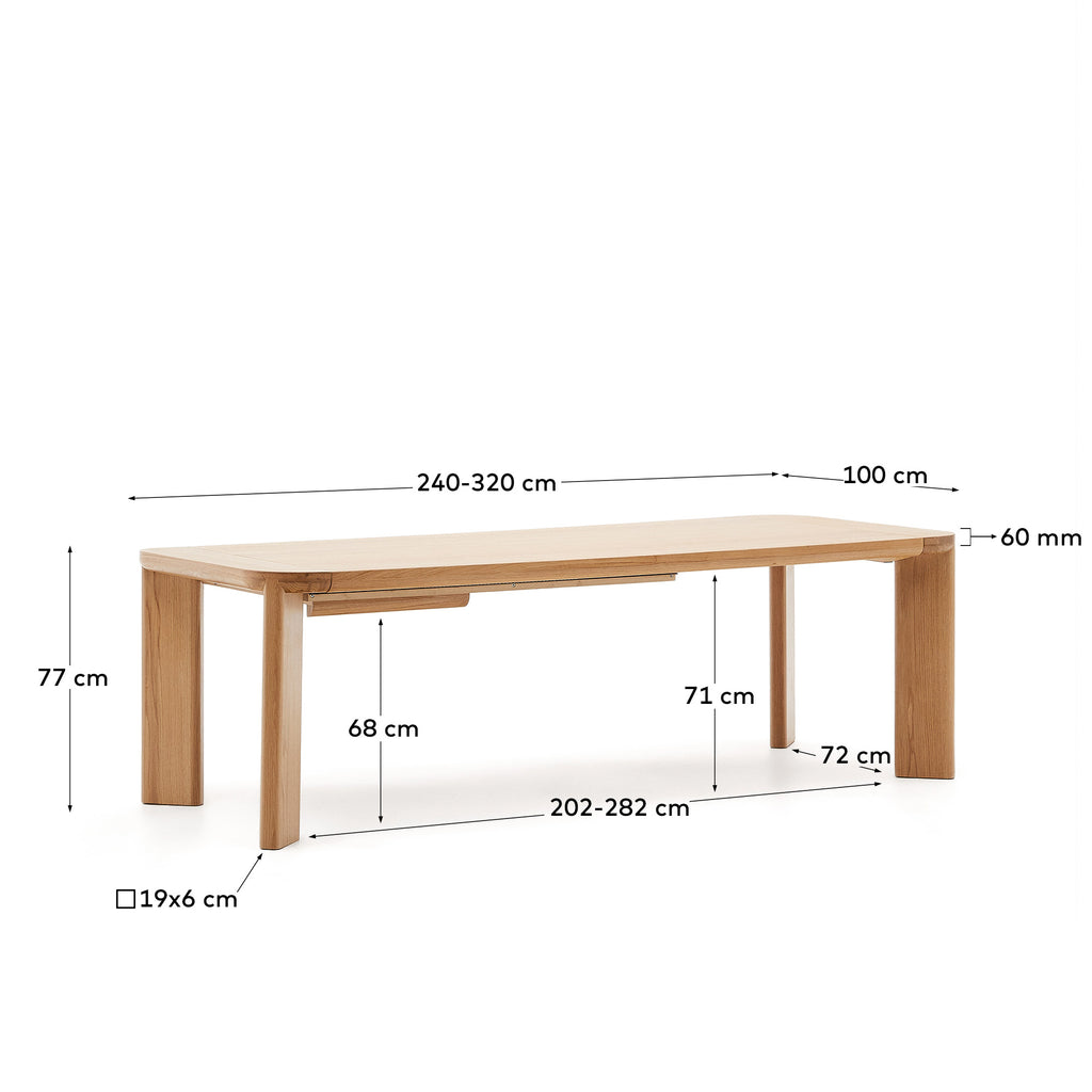 Table extensible Jondal en bois et placage de chêne FSC 100 % 240 (320) x 100 cm